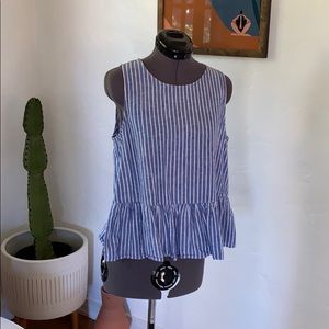 Madewell blue stipe peplum top